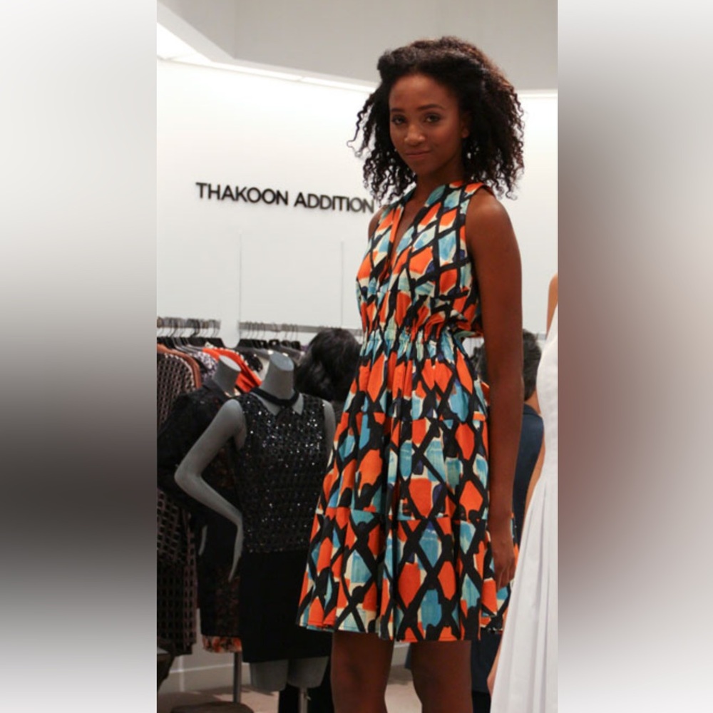 Thakoon Addition Bold and Colorful Geometric Print Dress with Pockets.  Sz 10
